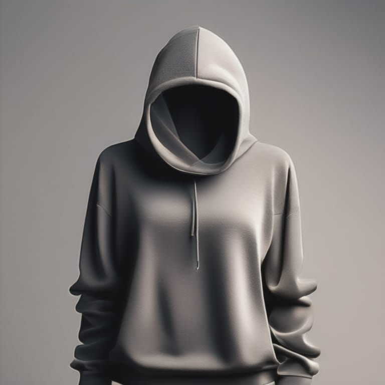 Black Hoodie Mockup Draping Elegantly Over An Invisible Model, Creating The Illusion Of Being Worn, Against A Light Gray Background, High-quality, Realisti...