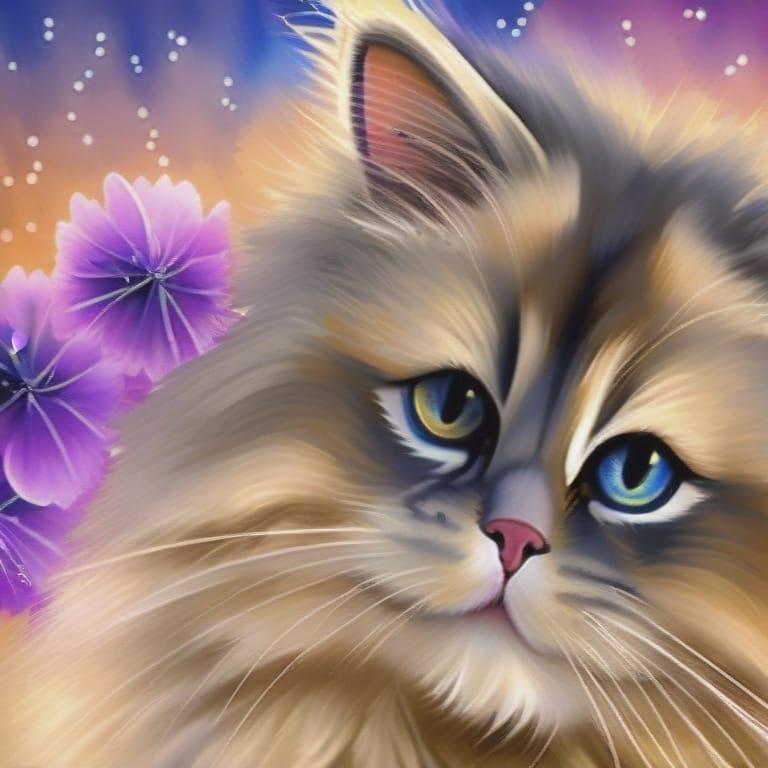 Create An Enchanting Image Of My Siberian Cat, Gengi, Ringing In The New Year With His Unique Style. Imagine Him Wearing A Little Party Hat, Perhaps Standi...