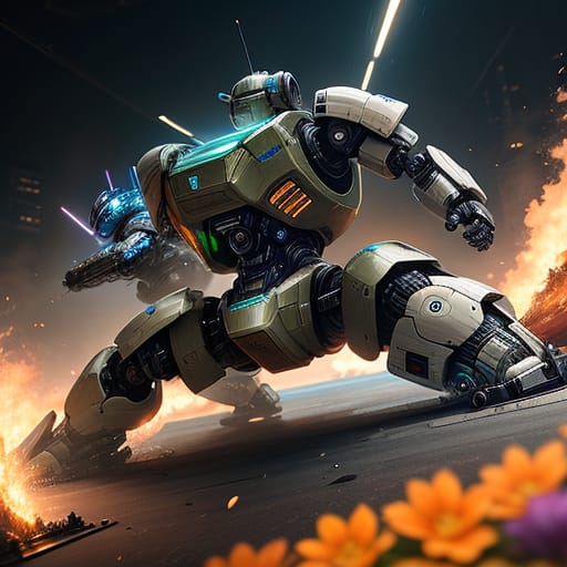 Two Robots Fighting, Sharp Focus, Hyper Realistic, Intricate Details