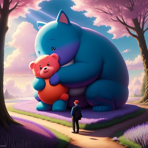 Imaginary Fantasia-style Surreal And Unrealistic Bright Pudgy, Funny Orange Body, Brilliant Blue Head, Friendly Eyes, Enormous Mammal, Large Ears, Large No...