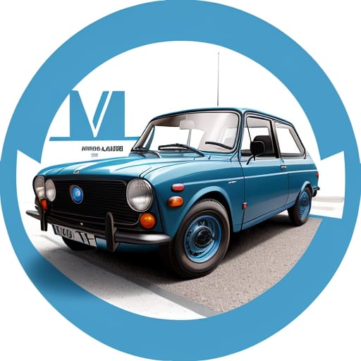 The Logo Of The Automobile Team Of Young Pilots , Auto-all-around, Round Badge, Racing Car, Vaz2105 Blue, Semirealistic
