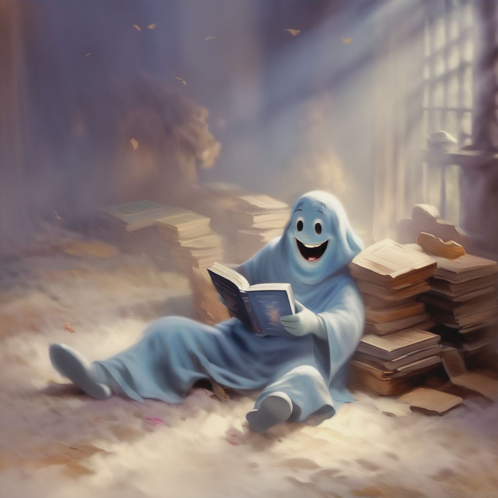 Blauer Geist, Freundlich, Lachend, Lesend, Buch, Disney