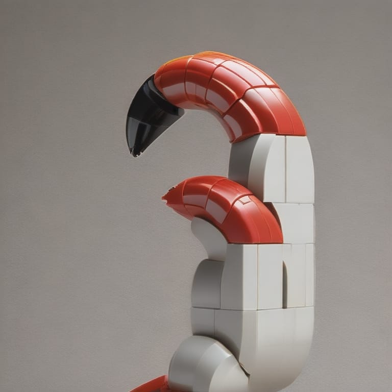 Lobster Claw Constructed From Carefully Stacked LEGO Bricks, Isolated On A White, Minimalist Background, Highlights And Shadows Accentuating The Geometric...