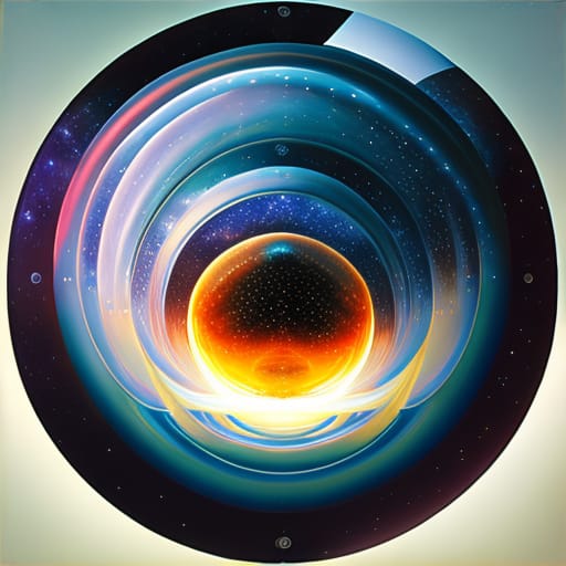Bosch-style, A Translucent Sphere Traps Eerie Clouds, The Starsscape Warps, Time Distorts, Surrealism Reigns, Stars, Glowing, Sparkling, Light Beams, Time...
