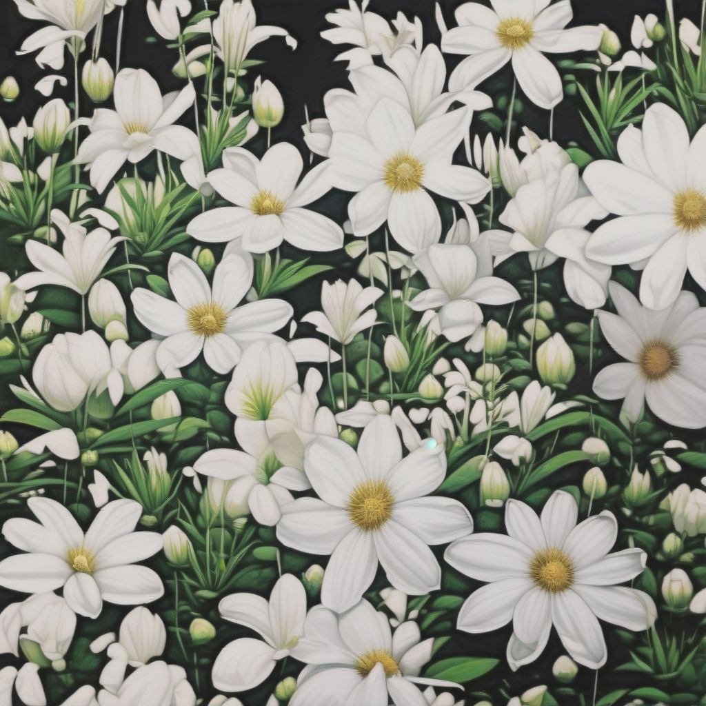 Realistic Drawing Of White Flowers