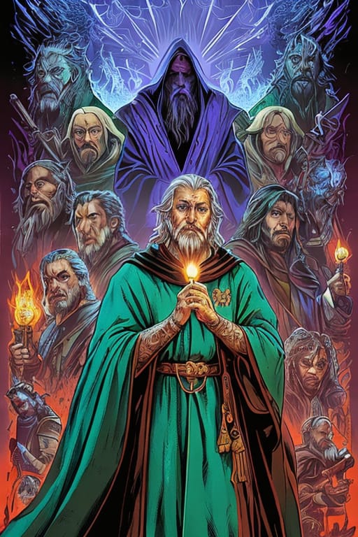 A Man In A Green Robe Holding A Staff, Male Wizard, Picture Of A Male Cleric, Skinny Male Mage, Portrait Of A Forest Mage, Female Earth Mage, Old Male Arch...