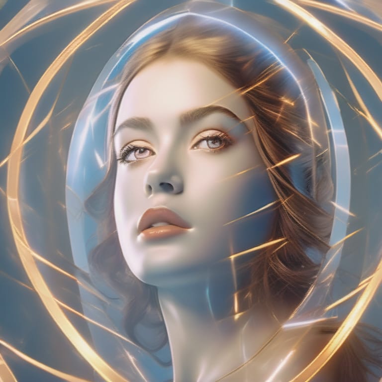 Beautiful Girl In Translucent Art Style, Dramatic Fiction, Complex Artistic Masterpiece, Mysterious, Matte Film Poster, Golden Ratio, Complex, Epic, Highly...