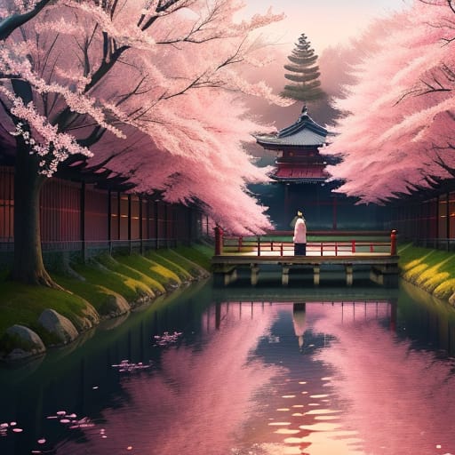 Japanese Art With Japanese Lady: Step Into An Enchanting Still Image That Encapsulates The Essence Of Japanese Art, Harmoniously Blending Tradition And Bea...