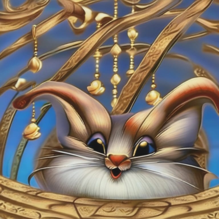 Octavius The Mouse From Cinderella With Santa Hat, Christmas Background, Very Detailed, Very Sharp, Beautiful, Meticulous, Intricate Artwork, Golden Ratio,...