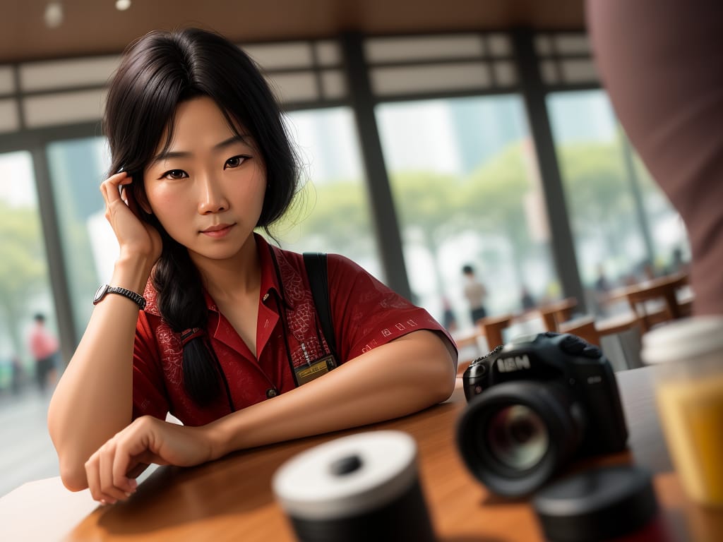 Portrait Of Lee Hsien Loong, , Hyperrealistic, Medium Shot, Tilt Shift Camera Focus