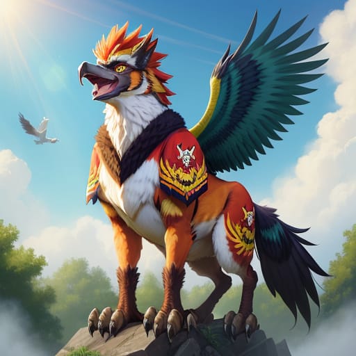 Hyper Realistic Image Of A Gryphons As A Sports Mascot.
