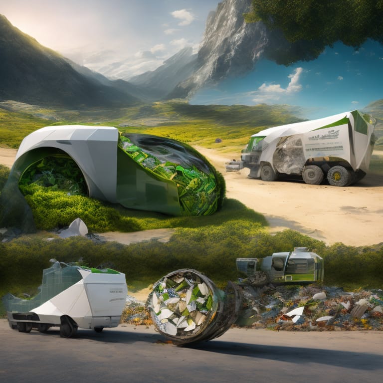 Envisioning A Sustainable And Environmentally Conscious Future, Create A Visually Striking Scene Of A Futuristic Garbage Collection Vehicle. This Vehicle S...