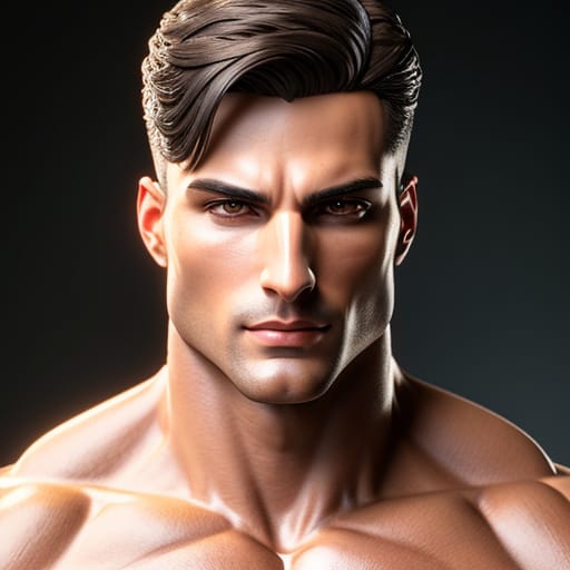 Highly Detailed Photorealistic, Full Length, Full Body, Photo Of A Handsome Athletic Man, Firm Jaw, Chiseled Cheekbones, Muscular, Perfect Abs, Perfect Bod...
