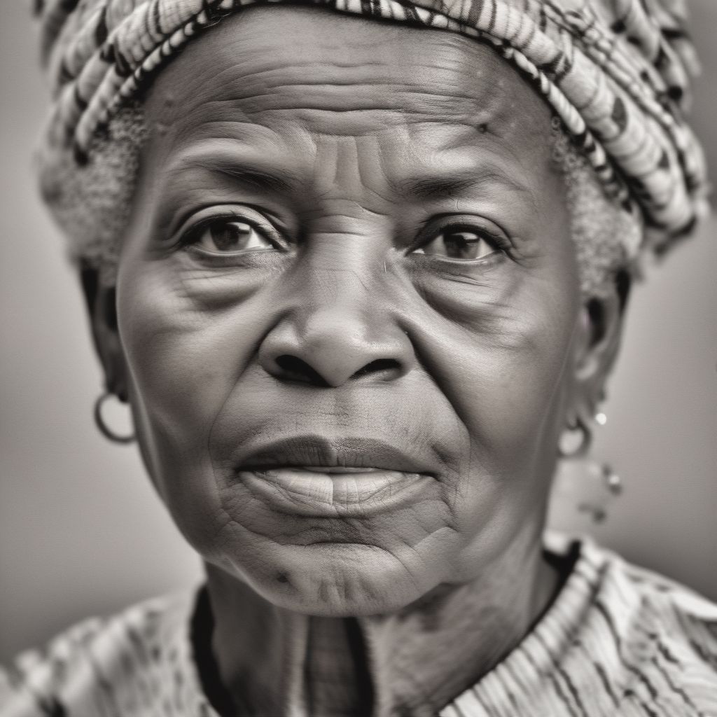 A Close Up Of An Elderly African American Woman Looking To The Side