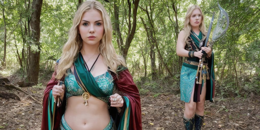 The Description Of The Warrior Is As Follows: Beautiful Blonde Flowing Hair Light Skin Green Eyes Strong Wise Courageous Sense Of Curiosity Magical Brave A...