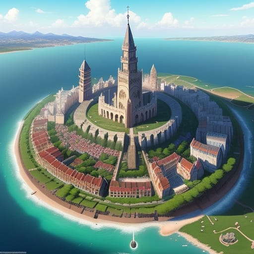 Create A Fantasy Map With 14 Citys That Fit These Descriptions City 1: Stormreach Scenery: Stormreach Is A Bustling Coastal City, Characterized By Its Towe...