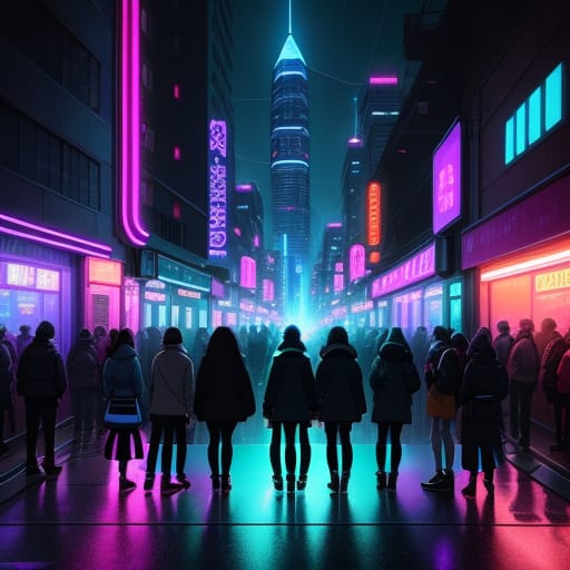 An Animated Lofi Music-themed Artwork Inspired By A Cyberpunk Anime Aesthetic. The Animation Begins With A Futuristic Cityscape, Towering Skyscrapers, And...