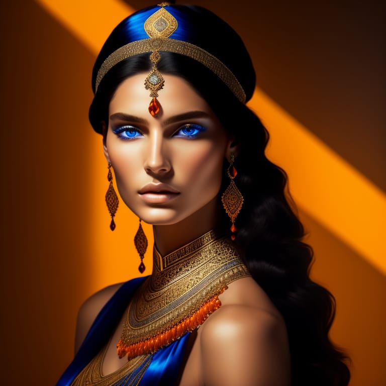 A Young Caucasian Model Transformed Into An Elegant And Beautiful Ancient Turkish Noble. The Scene Is Characterized By High Contrast, Enveloped In Shadow P...