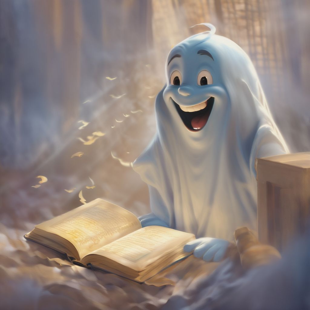 Blauer Geist, Freundlich, Lachend, Lesend, Buch, Disney