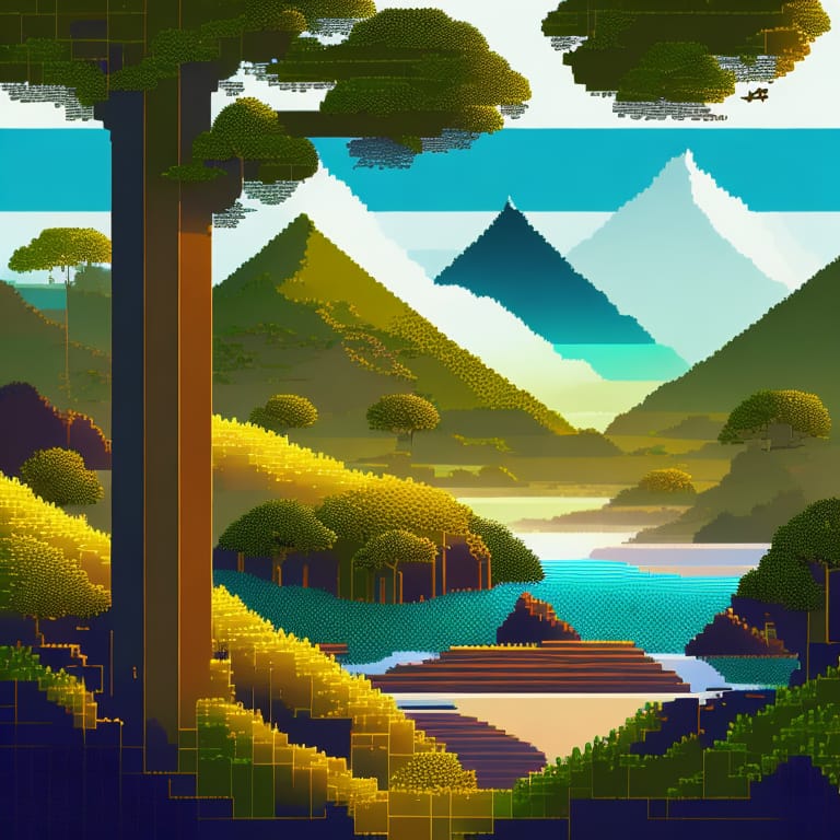Nature-Inspired ASCII Landscape,by ASCII Art Landscapes, And Nature Scenery. Earthy ASCII Characters, Natural Greens, And Serene Blues. An ASCII Representa...