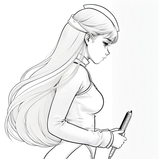 Line Art Drawing B/w Out For Coloring Book Page, Semi-realistic, Side View, Coloring Page, Full White, White Background, Whole Body, Full Body (((((white B...