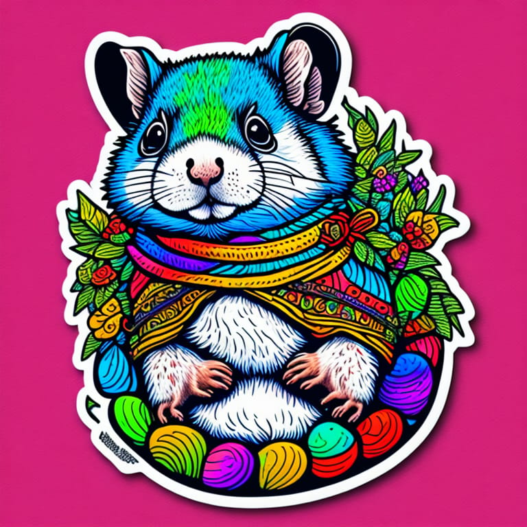 Sticker, T Shirt Design, Hamster, Cute, Special Forces, Highly Detailed, Fantasy Illustration, Intricate, Vivid Colors, Deep Colors, Multicolored, Semireal...