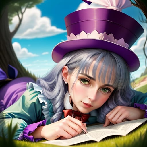 Imaginary Cartoonish, Unrealistic, Fantastic, Fantasia Style Surreal And Unrealistic Close-up Of Alice In Wonderland's Mad Hatter. Front-on Perspective. Th...