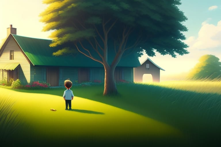 Animation Style, Smart Young Boy (21 Years Old), Paddy Grassy Field Background, Highly Detailed, Mysterious, Masterpiece, Distinct, High Quality, Hyper Det...