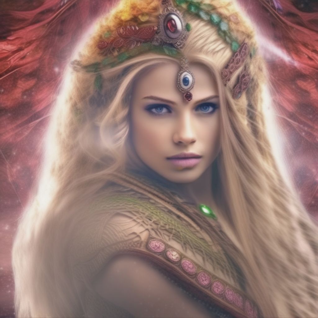 The Description Of The Warrior Is As Follows: Beautiful Middle-aged Long Blonde Flowing Hair Light Skin Green Eyes Strong Wise Courageous Sense Of Curiosit...