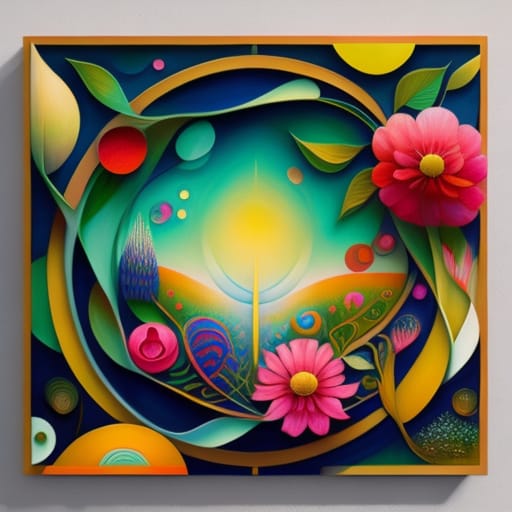 High Quality, Highly Detailed, The Canvas Transforms Into A Vibrant Garden, Inspired By Monet's Mastery Of Impressionist Landscapes, Imagine Kandinsky's Ab...