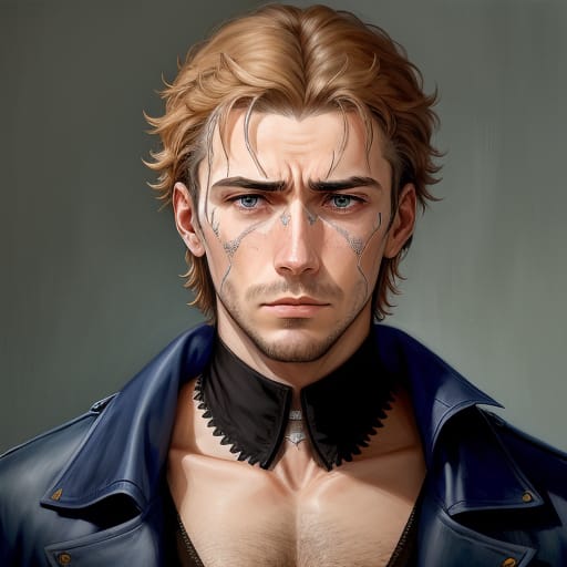 Portrait D'un Homme Triste Qui Pleure Et Qui A Des Cicatrices Sur Le Visage