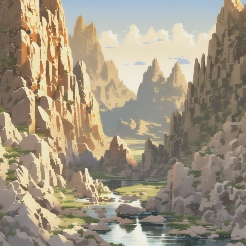 "I'd Like To Generate An Illustration Featuring A Young Girl Facing Forward In A Bust-up View Within A Landscape Of Expansive Terrains, Mountains, And Rock...
