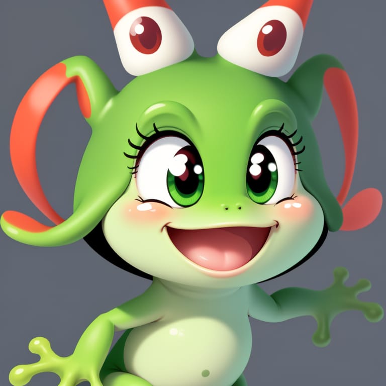 Sticker, Cute, Kawaii, Cartoon Style, Bright Colors, A Green Frog Wearing A Santa Hat, 2d Adorable, Happy, Jolly, Smiling, Big Eyes, High Quality Resolutio...