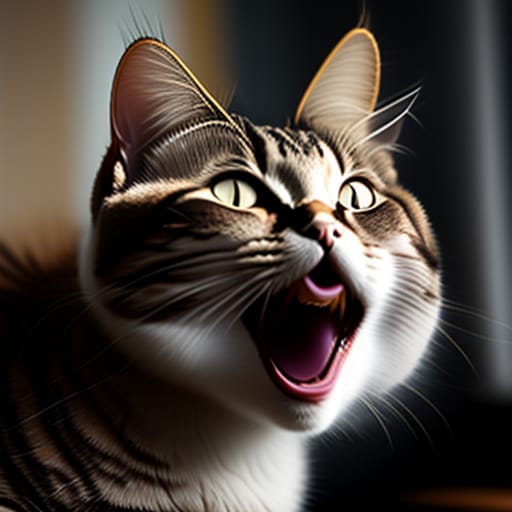 Japanese Animation Style Yawning Calico Cat Ilustration With White Background